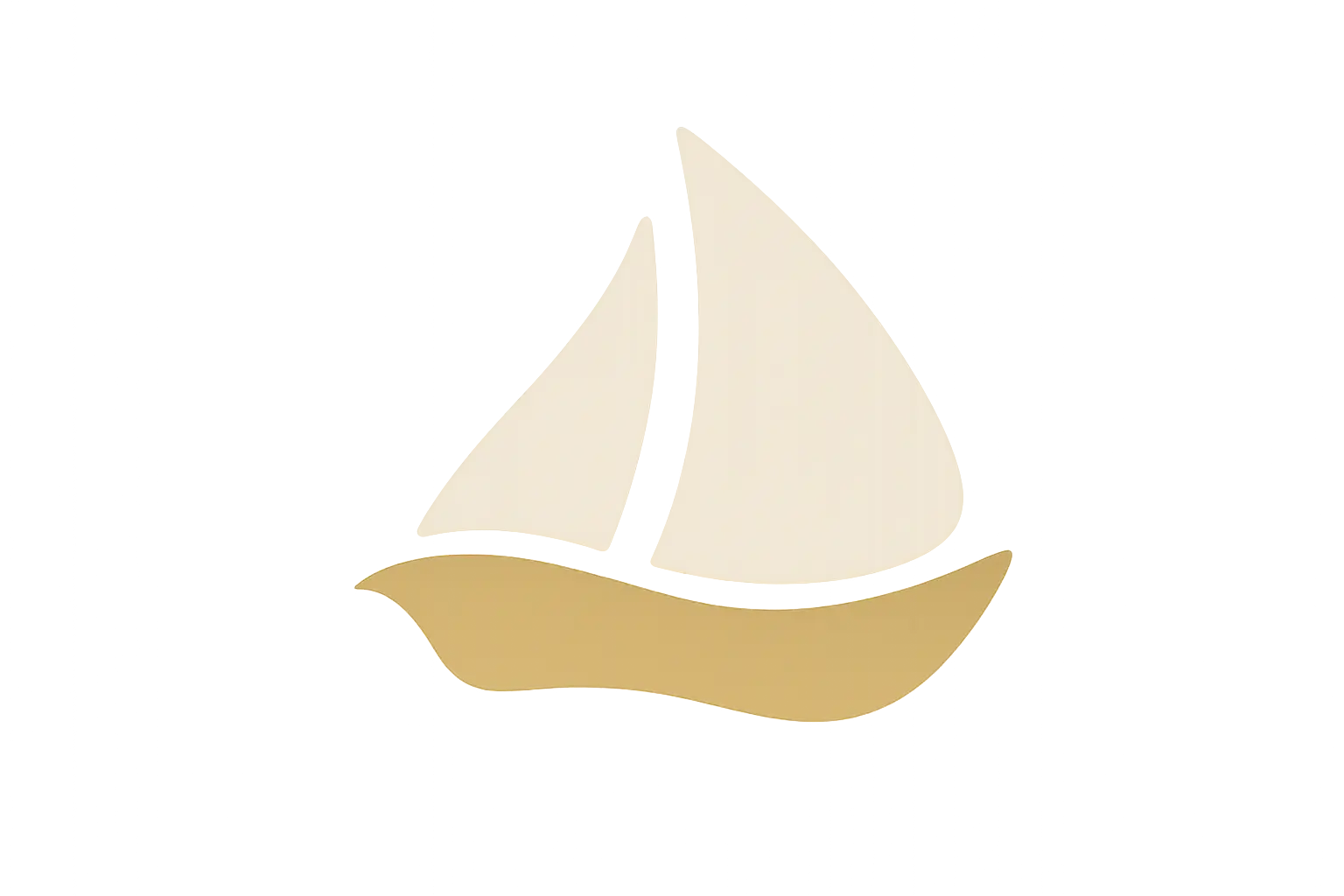 Glowing sailboat icon against a dark gradient background