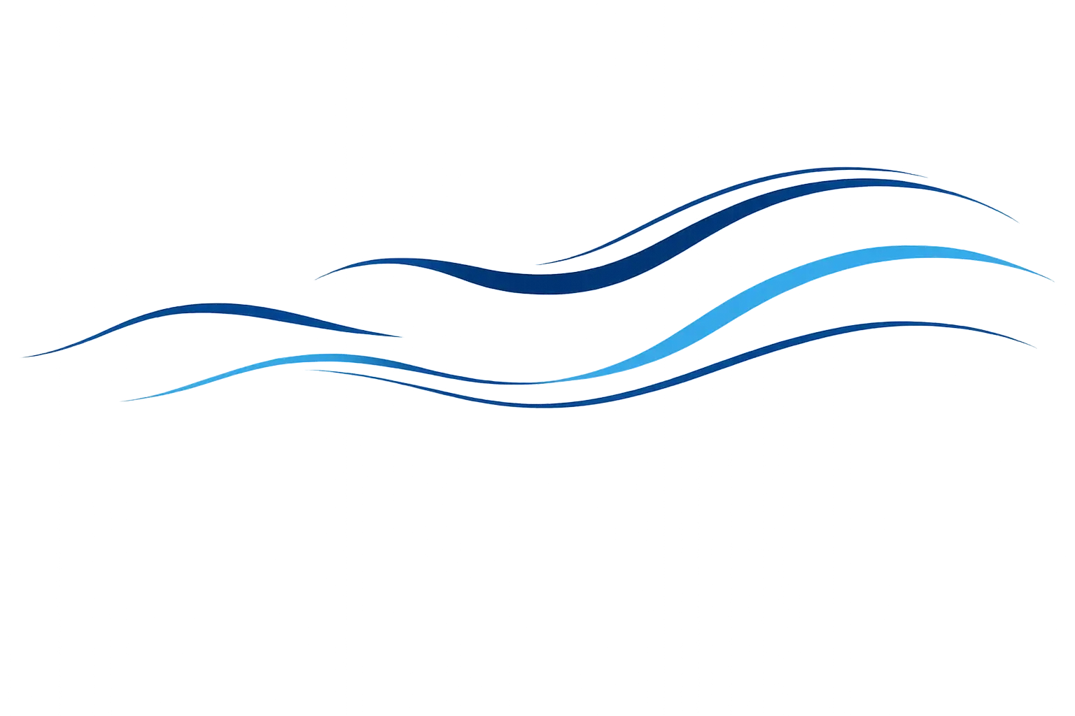 Abstract blue wave design on a gray gradient background.